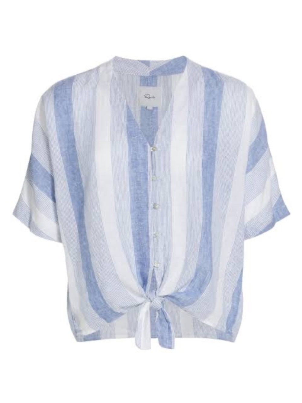Rails Thea Striped Tie Front Top Linen Blend Blue Nevis Stripe Print Size XS - Picture 14 of 14